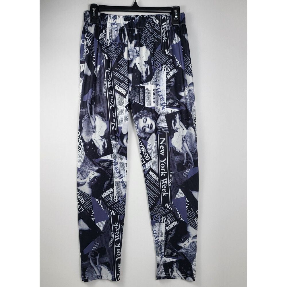 Anna-Kaci Marilyn Monroe Newspaper Inspired Stretchy Printed Leggings‎ New
